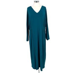 Gudrun Sjödén Teal Dolman Sleeve Maxi Dress Size XL Organic Cotton Modal